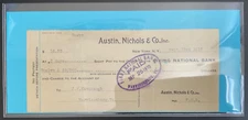 New York New York Austin, Nichols & Co. Inc. Check/Money Order 1915 $12.53