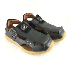 Huang Ling Kids Boys Girls Sandals Faux Leather Closed Toe Black Size 36 US 4