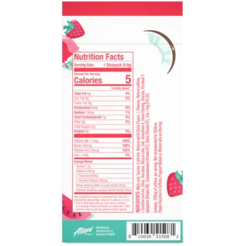 Pacotes Energy Stick, gelo raspado havaiano, ativar com água, 200mg de cafeína - Imagem 4 de 4