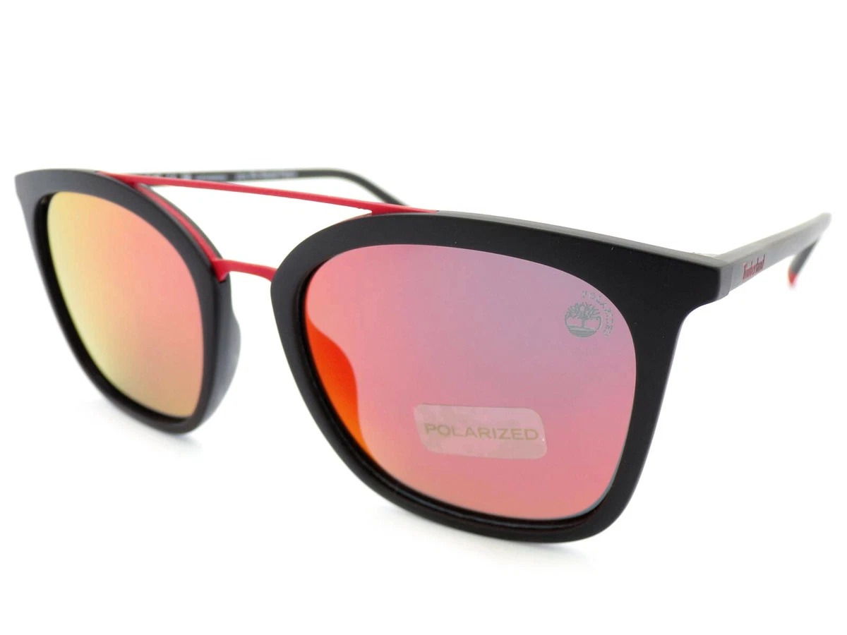 Timberland Polarized Sunglasses Black with Red Mirrored AR Lenses TB9169 05D