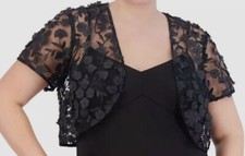 Eliza J Women's Black 3D Flower Jacket Plus Size 22W