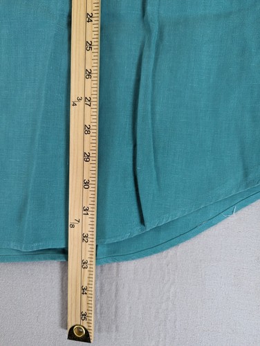 VTG Twickers Shirt Mens XL Green Short Sleeve Button Up 100% Linen Classiccore - Picture 12 of 13