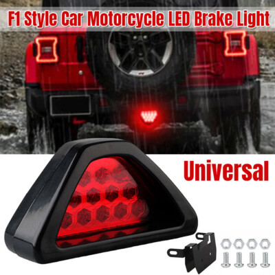 F1 Style Triangle 12LED Universal Rear Stop Tail Light 3rd Brake Flash Light-Red