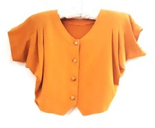 Cotton Knit Blouse, Size S/M, Batwing Sleeves