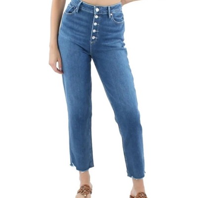 Paige Cindy Womens High-Rise Straight Ankle Jeans exposed button Stretch size 33