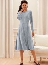 NWT VICKI WAYNE Sz 2X Silver Plush Velour A-Line Dress Princess Seaming 50"Bust