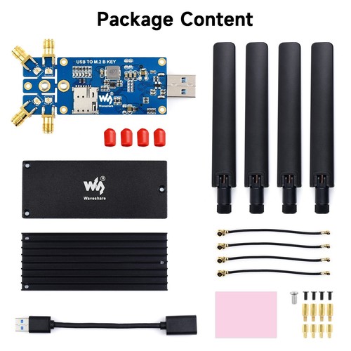 Module Waveshare 5G DONGLE, quatre antennes, dissipateur thermique en alliage d'aluminium clé M.2 - Photo 12/12