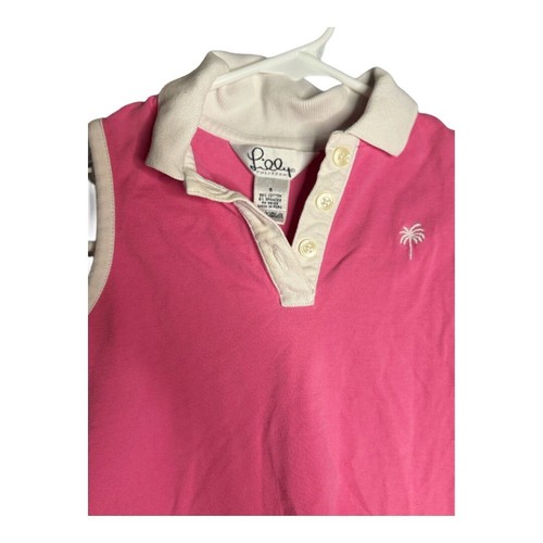 Vintage Lilly Pulitzer Girls Dress Size 6 Pink Sleeveless Polo White Collar Logo - Picture 4 of 4