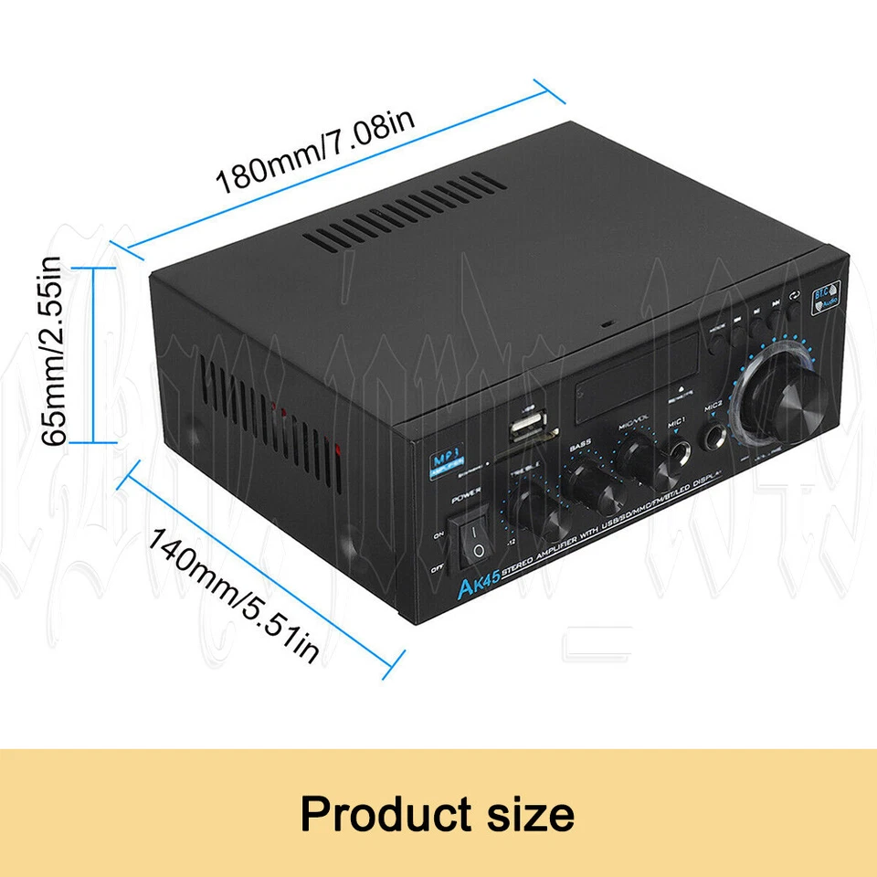 600W 2 Channel Bluetooth Mini HIFI Power Amplifier Audio Stereo Amp Home Car FM - image 3 of 4