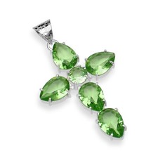 Peridot Ethnic Handmade Sister Gift Cross Design Pendant Jewelry 2.06" SSP-06