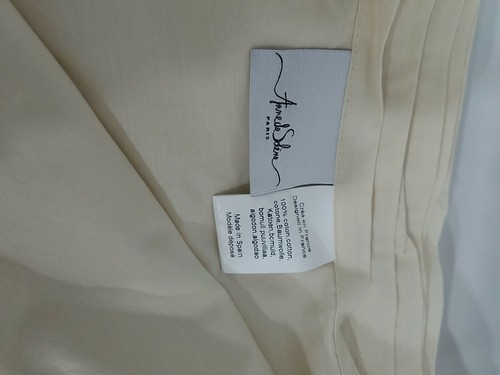 ANNE DE SOLENE TROPICAL QUEEN Flat Sheet IVORY GREEN EMBROIDERED PERCALE NEW - Picture 6 of 6