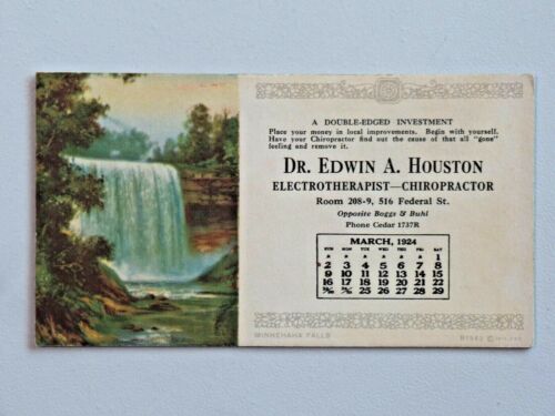 Vtg. 1924 March Calendar Chiropractor Electrotherapist Advertising Ink Blotter