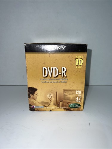 Sony DVD-R 10 Pack Full-Size Jewel Cases 4.7GB/120min 1X-4X New Open Box - Afbeelding 4 van 4
