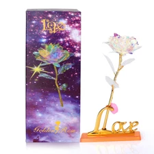 Enchanted Forever Crystal Rose In Dome Glass LED Warm Light Mother's Day Gift