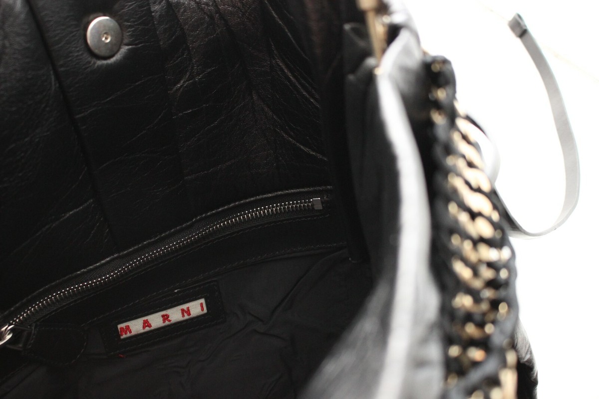ショルダーバッグ・ポシェット MARNI BLACK LEATHER HOBO DOT SHOULDER BAG Black leather Dot small hobo bag | Marni
