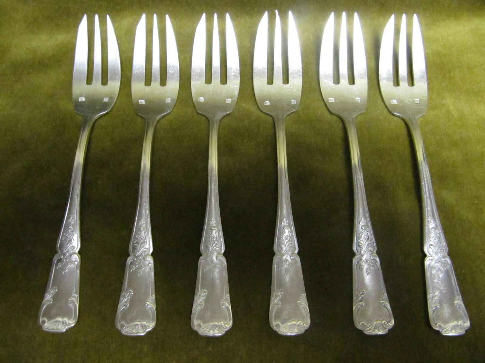 6 fourchettes à gateaux métal argenté rocaille (pastry forks) eBay