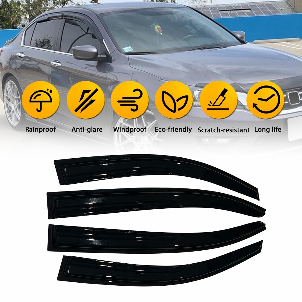 FOR 13-17 Honda Accord Sedan Mugen Style Window Visor Sun Rain Deflectors 4PC