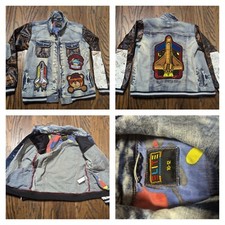 Elite Premium Denim Jacket Boys 10-12 Patches Rad Retro 80s Space Tour Stylish