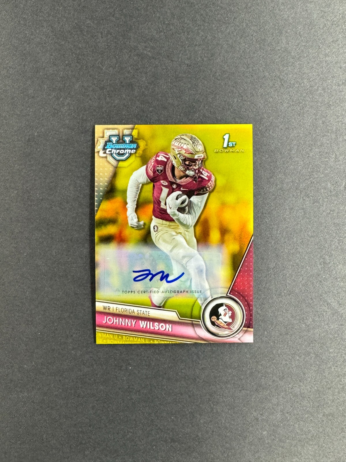 Johnny Wilson 2023 Bowman U Chrome 1st Auto Yellow Refractor /75 #22