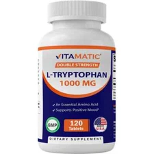 L-Tryptophan 1000mg 120Tabs Non GMO/Natural/No Starch/No Corn Amino Acid