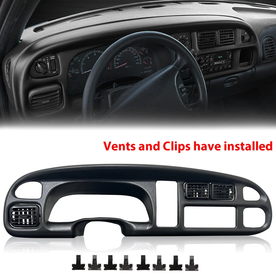 For 98-2002 Dodge Ram 1500 2500 3500 Pickup Black Dash Board Bezel W/ Vents Foto 4 de 4