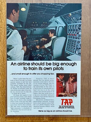 1974 TAP Airline of Portugal Cockpit Vintage Advert Werbung Reklame