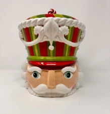 Large Red & Green Nutcracker Cookie Jar/Canister, NEW 12.75", Christmas Canister