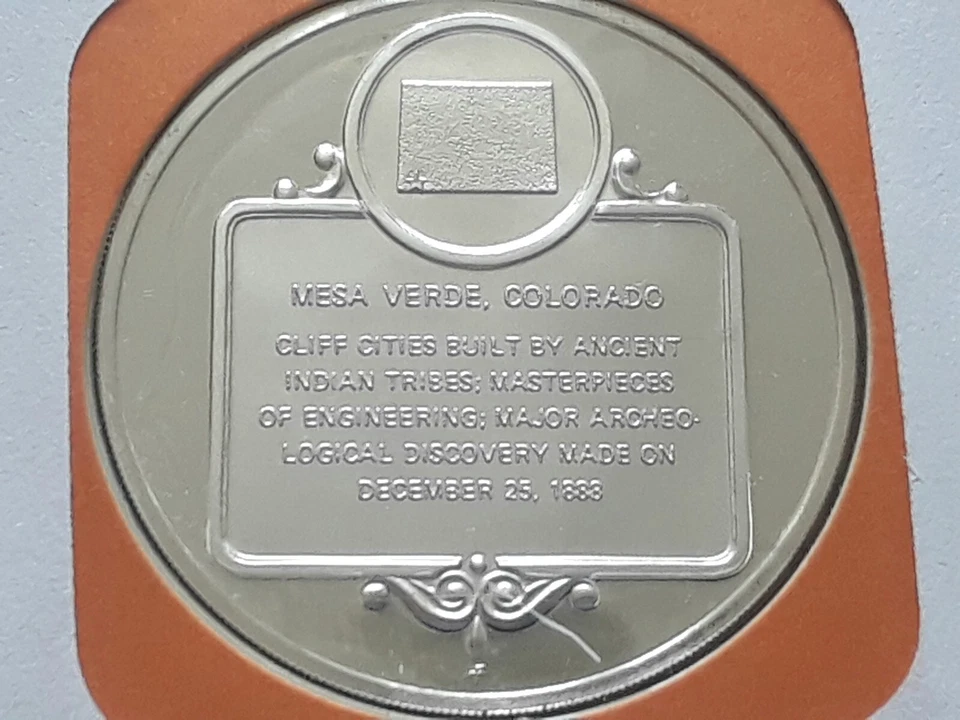 1971 Franklin Mint, proof silver medal COLORADO-MESA VERDE - Image 2 of 4