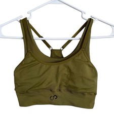 Curves N Combatboots Sports Bra Small Green Double Layer Racerback Athletic