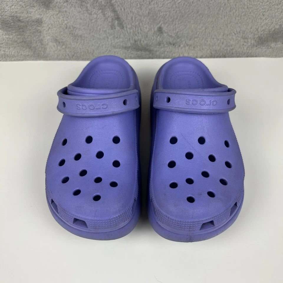 Девочек Junior 6 Crocs классический Crush платформе добавленной высоты фиолетовый сабо туфли б/у в отличном состоянии - Изображение 2 из 4
