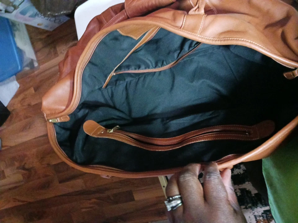 COACH Vintage Cabin Bag 503 Leather Travel Duffle w Strap British Tan Brass 90's - Image 2 of 4