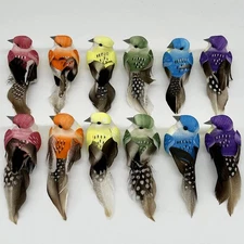 LWINGFLYER 12pcs Small Artificial Simulation Foam Feather Bird 3-Inch Realist...