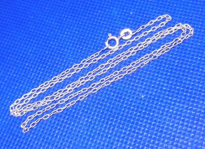 A45 Sterling 925 Silver 1970s Italy Chain Link Necklace 17'' 44cm 2mm 2g 4.15 g