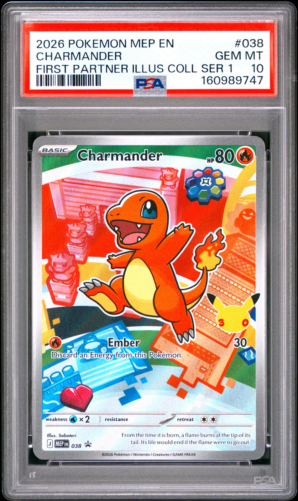 2026 POKEMON MEP FIRST PARTNER ILLUSTRATION COLLECTION #038 CHARMANDER PSA 10