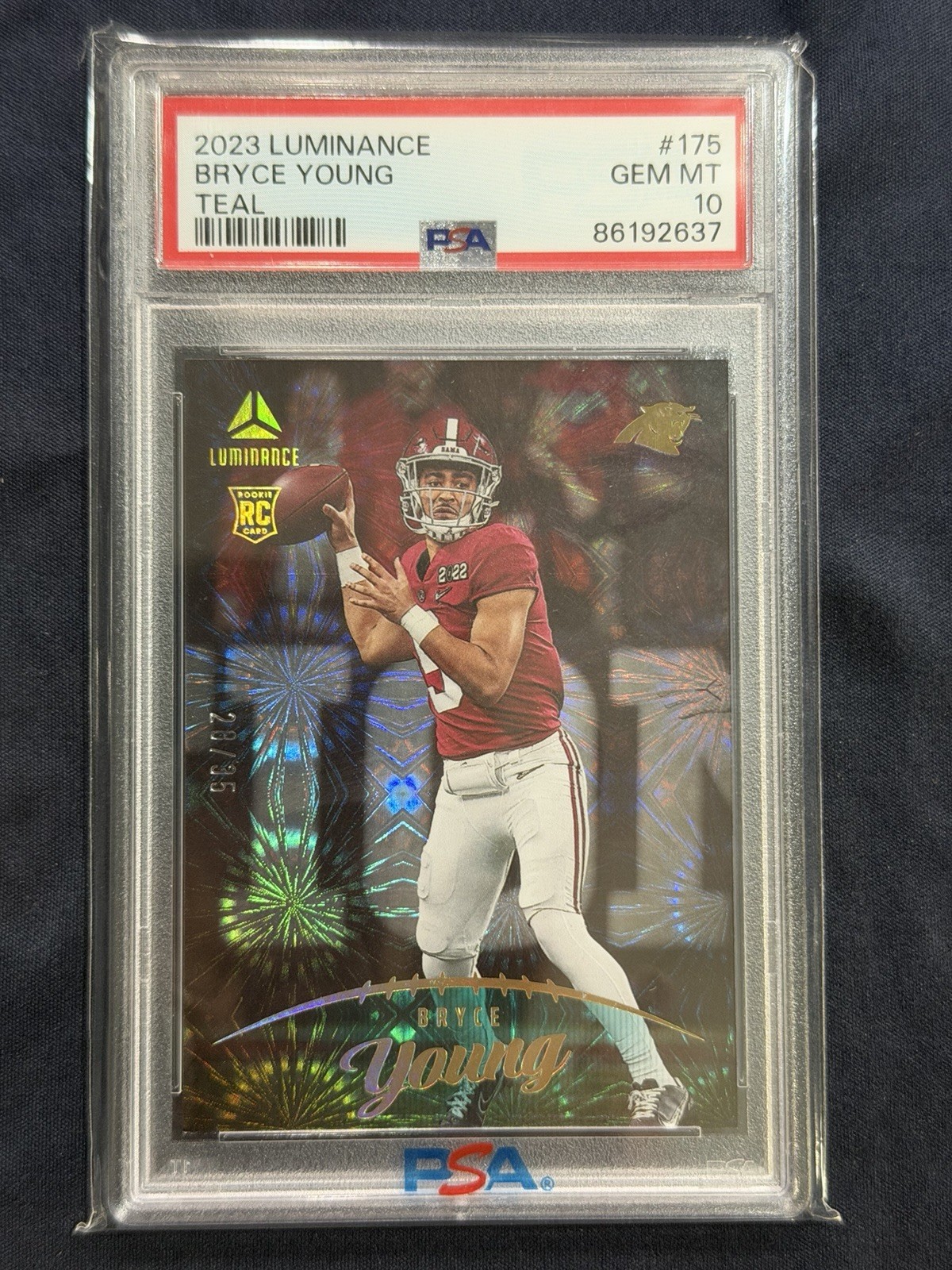 Bryce Young RC Teal /35 PSA 10 2023 Panini Luminance Panthers Rookie