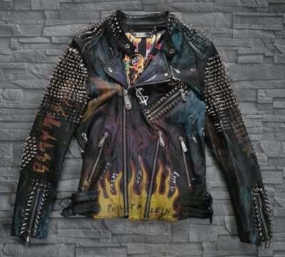 PHILIPP PLEIN LEATHER BIKER EVIL SMILE / L / NEU /
