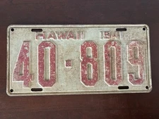 1941 Hawaii License Plate Truck # 40-809 Original