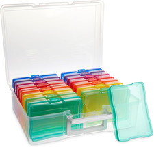 Photo Storage  Organizer Boxes - 4X6, Transparent  Multicolor, 17-Piece Plasti