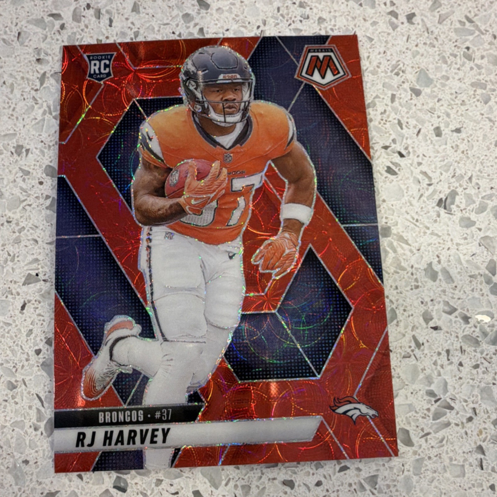 Panini RJ Harvey Red Mosaic Prizm Rookie #375 2025 Mosaic Denver Broncos NFL
