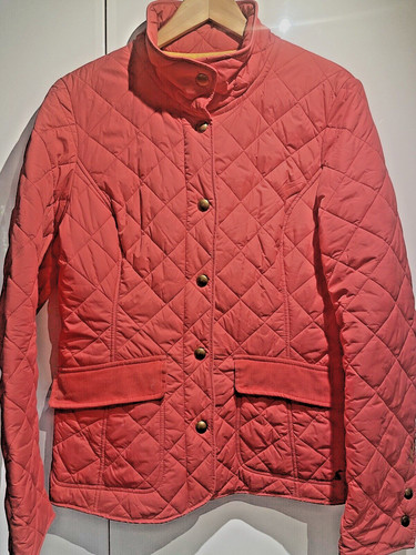 Joules Moredale Quilted Jacket Size14 Red Floral Lining