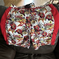 Swim Trunks Men's Hawaiian Orange, Red, Yellow NWT. Zipper Close.