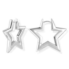 Sterling Silver Star Hoop Earrings Silver Star Earrings for Women Trendy Small H