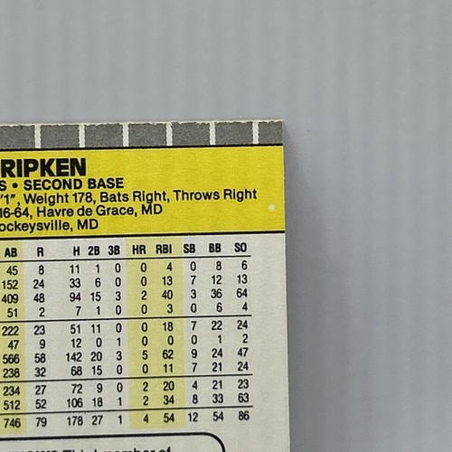 Carta Baseball Bill Ripken FF Black Box Error 1989 Fleer #616 ottime condizioni - Foto 8 di 10