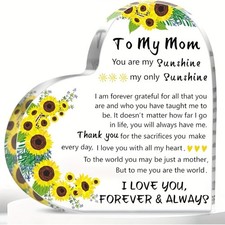 Retro Heart Plaque Mom Acrylic Tabletop Keepsake Gift for Mother's Day,Birthday