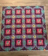 Tula Pink Curiouser and curiouser custom quilted Handmade Patchwork Throw Quilt