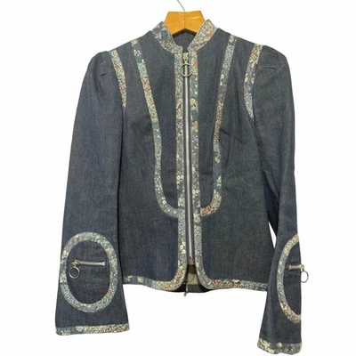 Vintage Ayako Lillie Rubin Denim Jacket 70s Prairie Cottagecore Art to Wear M - Image 1 of 4