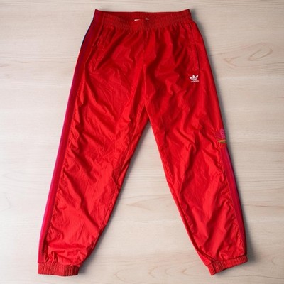 Adidas Pants Men s Large Red 3D Trefoil 3 Stripe Originals Track Joggers GE6249