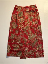 Vng Talbots Paisley Floral Print Wrap Skirt Size 6 Petite Straight Midi Rayon