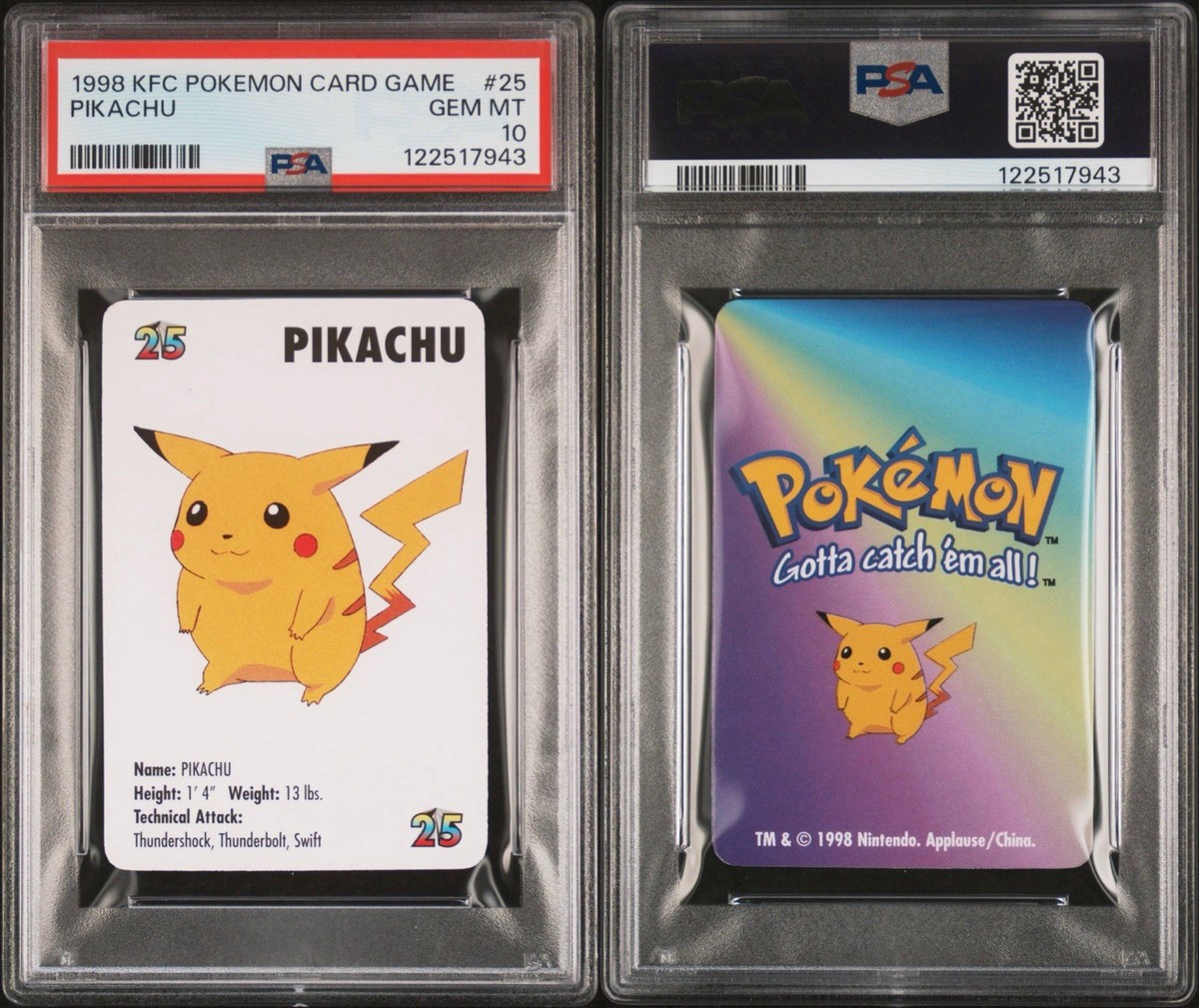 Pikachu #25 Pokemon Trading Card Game Mini KFC 1998 Nintendo WOTC