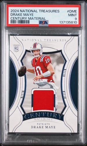 2024 PANINI NATIONAL TREASURES CENTURY MATERIALS #DME DRAKE MAYE RC /99 PSA 9